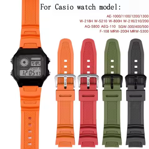 18MM Watchband Rubber Silicone Watch Strap For Casio AQ-S810W AQ-S800W SGW-300H SGW-400H SGW-500H MR