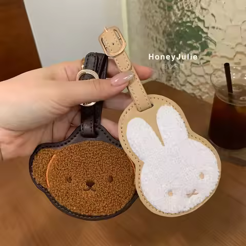 Kawaii Miffy Boris Embroidered Leather Luggage Tag Cute Luggage Identification Tag Anti Loss Check i