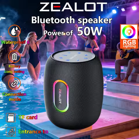 ZEALOT-S64 Bluetooth Speaker 50W Bluetooth 5.2 Wireless Speakers,360 Degree Surround Sound, IPX6 Wat