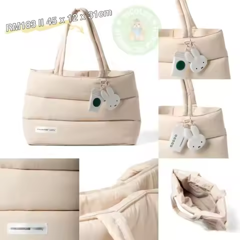 2025 New Cartoon Miffy Rabbit Starbucks Co Branded Down Tote Bag Kawaii Large Capacity Shoulder Bag 