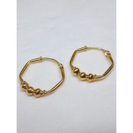 1 gram Light Gold 3-sided Ring Earrings