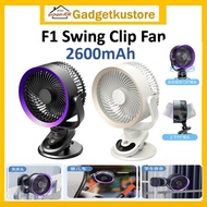 Rechargeable Fan Clip With LED Display Hanging Desk Fan 4/5 Wind Speed Type-C Charging intelligent v