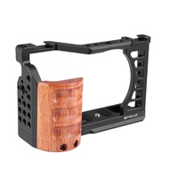 Wood Handle Camera Cage Wood Handle Stabilizer Rig Frame with Multiple 1/4 & 3/8 Inch Screw Holes
