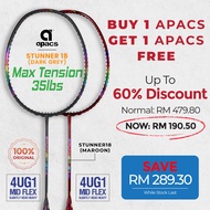 【Flexi Combo: Frame Only】APACS Stunner 18 (Dark Grey) + APACS Stunner 18 (Maroon) Badminton Racket - 4UG1 Max 35LBS