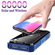 original genuine80000mAh Solar Wireless Power Bank Portable Phone Battery Pack Charging External Charger Outdoor Trave