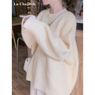 Lasher Mohair Round Neck Sweater for Women - Autumn Winter Loose Fit