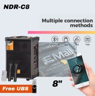 Free USB NDR- C12 / NDR-C8 Rechargeable Amplifier Speaker Wood Trolley Bluetooth Speaker With 2 Wire