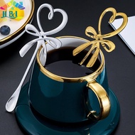 [H&L Dec] 3D Bow Knot Heart Shaped Coffee Spoon Tea Dessert Spoon Gold Silver Spoon Stainless Steel 