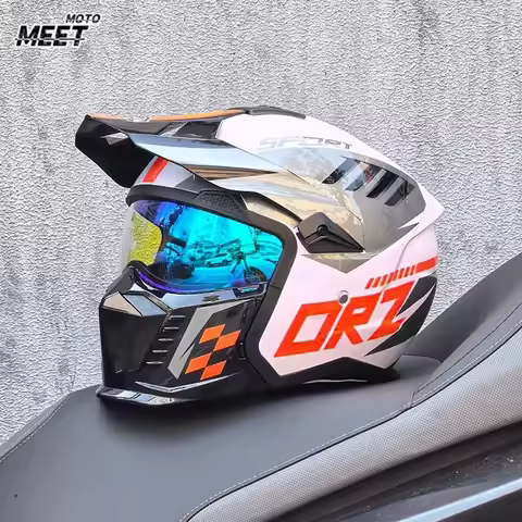 ORZ Street Fighter Combination Helmet Retro Motorcycle Helmet Multifunctional Motorcycle Detachable 