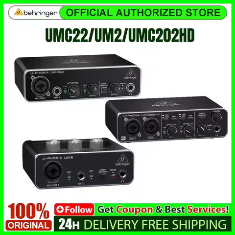 BEHRINGER UMC22/ UM2/UMC202HD Microphone Amplifier Live Recording External Sound Card USB Audio Inte