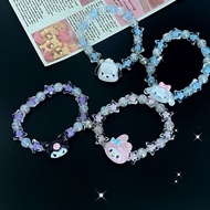 2 Pcs/set Magnetic Crystal Beads Bracelet Cute Cartoon Kuromi Melody Couple Bracelet Gift for Friend