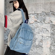 Travel School Bag Denim Retro Backpack Large Capacity Casual Simple Denim Backpack