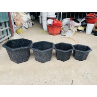 SET of 5 Hexagonal Pots FA 350 Fa380 Fa450 FA480 in Black with Imitation Stone