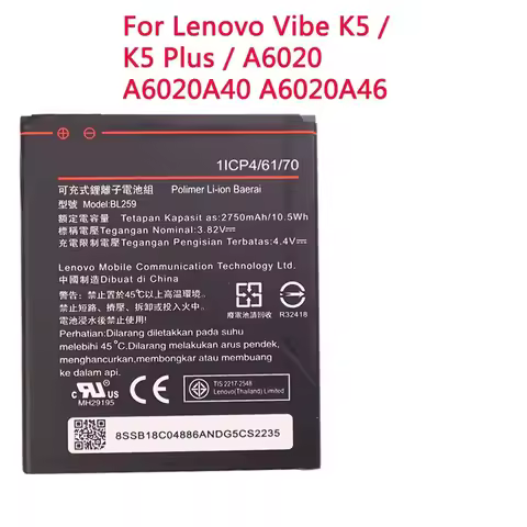 BL 259 Tested 3.82V 2750mAh BL259 Battery For Lenovo Vibe K5 / K5 Plus / A6020 A6020A40 A6020A46 Bat