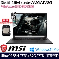 《MSI 微星》Stealth 16 AMG A1VGG-263TW(16吋QHD+/U9 185H/32G+32G/2TB+1TB/RTX4070/特仕版)