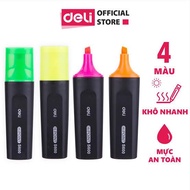 4 pcs Deli macaron highlight pens - Bright colors, quick drying - Random delivery - EU356/ S600/ S62