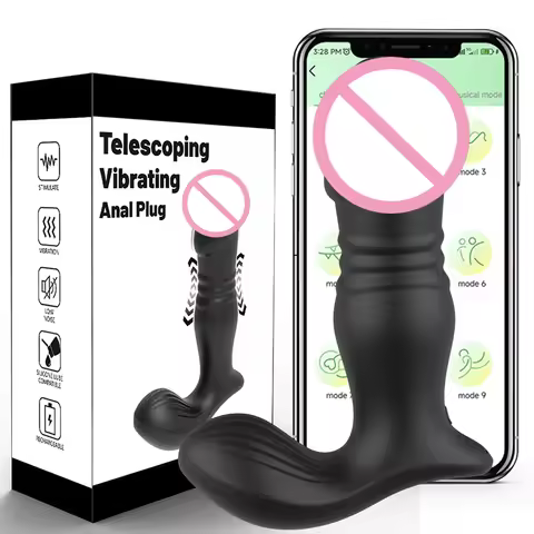 Thrusting Anal Vibrator For Men Bluetooth APP Vibrator Remote Control Telescopic Prostate Massager M