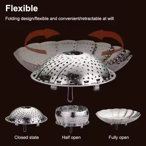 Hot Sale Folding Stainless Food Steamer Vegetable Fruit Food Basket Mesh Steamer Rack Cookware Utens