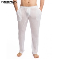 INCERUN กางเกงในชายกางเกงโปร่งใสผ้าตาข่ายผ้าทอแบบลำลองกางเกง (สไตล์ตะวันตก)