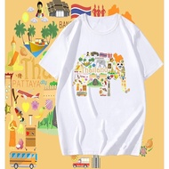 🔥T-Shirt Gajah Souvenir Thailand BANGKOK 100% Cotton Unisex Baju Fashion S-5XL