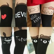 TJ 3雙裝日系春秋薄款卡通Hello Kitty長筒連褲襪 過膝絲襪 大腿襪 光腿神器