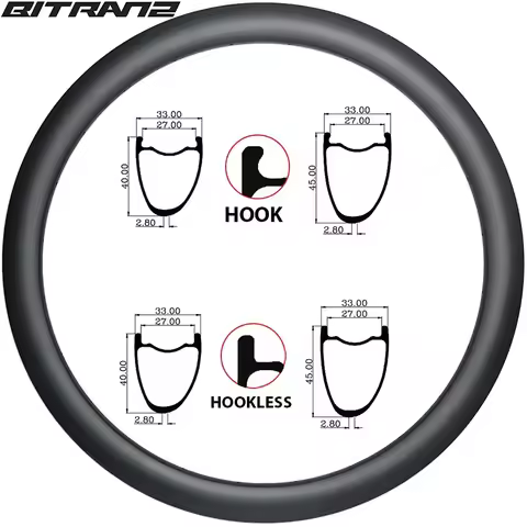 700c Asymmetric Carbon Rim Road Gravel Bike 33mm Wide 40mm 45mm Deep Tubeless Clincher Wheel Hook Ho