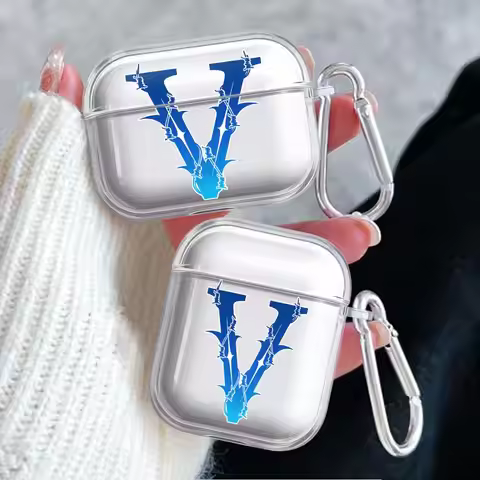 Case For Airpods 2 Pro3 3 Pro2 Pro 1 4 Clear Earphone Cases Cover V-VRUNK Logo