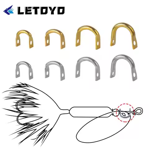 50PCS Quality 4 Size Easy-Spin Clevises Easy Spin Brass U- Shaped Fishing Lures Accessories Sliver/G