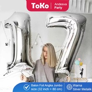 Jumbo Number Balloon SILVER 80 Cm / Number Foil Balloon / SILVER number balloon Jumbo number foil ba
