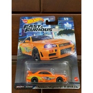 Hotwheels Premium Fast and Furious Nissan R34 Orange