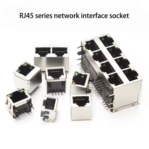 1PC RJ45 Network Socket Plastic Metal RJ45 Shielded Strip Light PCB SMT/horizontal/vertical Board Fe