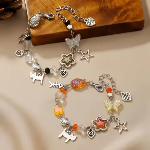 1Pair Pulseras matching de gato naranja y gato negro
