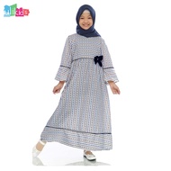 Ulikids Gamis Anak Perempuan Motif Garis dan Pita Bahan Katun Premium (Free Jilbab)