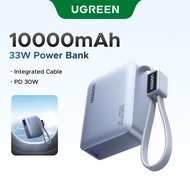 UGREEN Mini 33W 10000mAh Power Bank Xiaomi 33W PD30W USB-C*2+USB-A 3 Ports Output Built in Cable LED