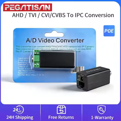 CVBS/TVI/AHD/CVI to IP Camera Converter 1080P Full HD, RS485, RJ45, POE Power, For NVR Analog Survei