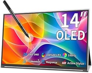 Magedok Oled 14" 2K Portable Monitor 2560X1440 Touch Screen | 100% Dci-P3, 10 Bits, Aes Stylus Pen H