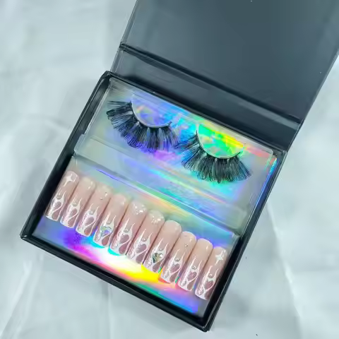 Nail Art Eyelashes Storage Box Packaging Custom Logo Brand Square Clear Boxes Package Wholesale Vend