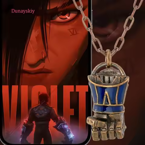 LOL League of Legends 2 Arcane Vi Cosplay Costume Necklace Bronze Silver Material Accessory Ornament