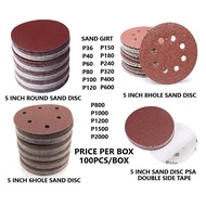 ABRASIVE MALL 5" 125MM 5 INCH RED DRY SAND SANDING DISC VELCRO TAPE P1200 P1500 P2000 SANDPAPER PSA