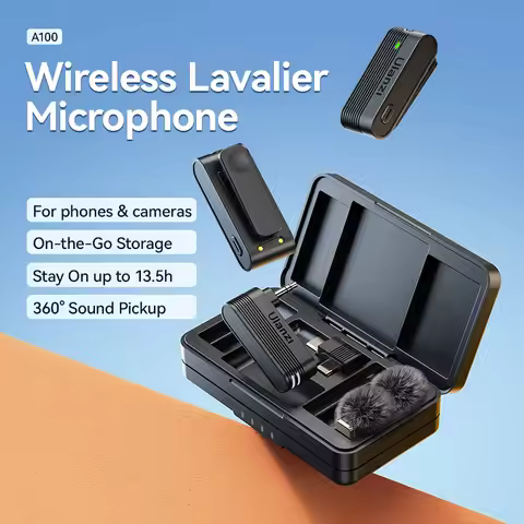 Ulanzi A100 Wireless Lavalier Microphone for Smartphones Cameras 20M Transmission for Street Intervi