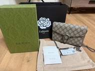 售二手GUCCI Dionysus GG Supreme鏈帶銀包 酒神包 401231
