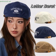 PATRICIA1 Letter Embroidery Beret, Cotton Adjustable Forward Hat, Casual Flat Y2k American Style New
