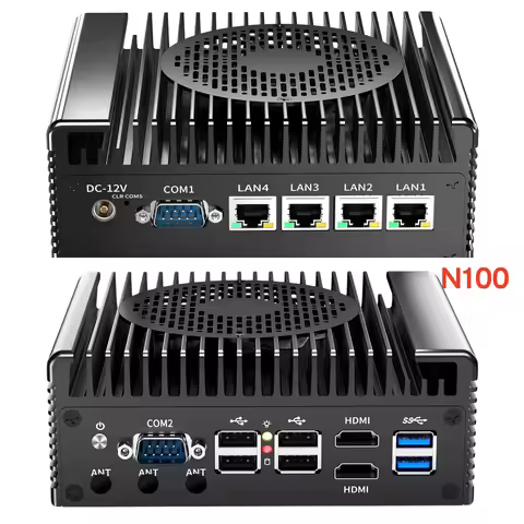 Firewall Mini PC with Fan Intel N100 2.5G Soft Router 4x I226 LAN DDR5 Industrial Mini PC Soft Route