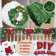 9FT White/Green Garland For Christmas Tree,Christmas Garland Wreath Christmas Decor,Xmas Garland
