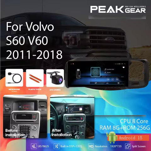 Car Multimedia Video Player For Volvo S60 V60 2011-2018 8.8Inch GPS Navigation Radio Android 15 8+25