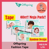 Offspring Premium Fashion Tape Diapers - (NB56/S48/M42/L36/XL30) (Random Design)