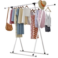 DYH Drying rack outdoor floor-to-ceiling folding clothes hanger balcony drying rack double-pole telescopic X-type clothes drying quilt rack towel rack indoor