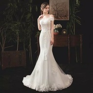 Gaun pengantin wanita wedding dress kembang bagian bawah simple model