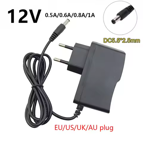 12V Universal AC DC Adaptor Power Supply Adapter 0.5A 0.6A 0.8A 1A 12 Volt Swiching EU 220V To 12 V 