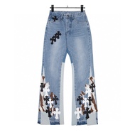 Chrome Hearts Chrome Hearts Leather Cross Men Women American Style Slightly Loose Jeans